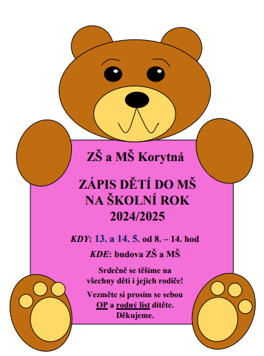 zápis mš korytná